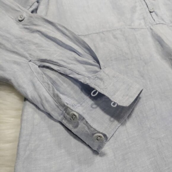 Sigrid Olsen Light Blue Lagenlook Oversized Linen Preppy Tunic Blouse S - Picture 7 of 13